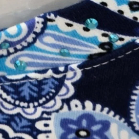 Quacker Factory By Jeanne Bice Blue Butterfly Embellished Rhinestones Top 3x - Picture 3 of 12